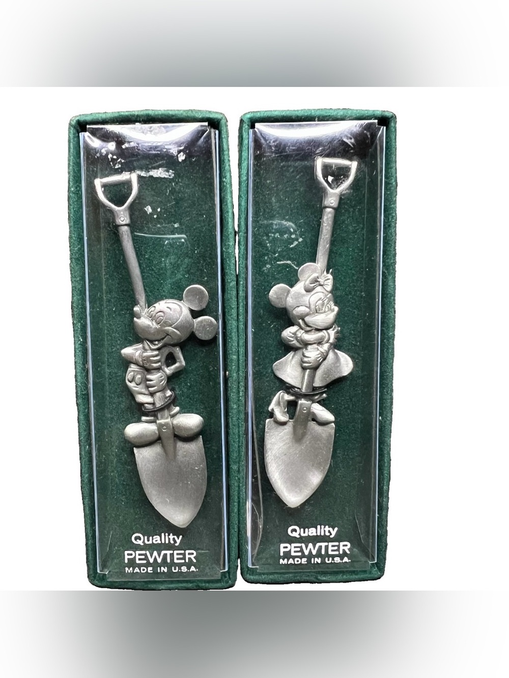 Vtg Mickey & Minnie Pewter Shovel 4" Walt Disney Productions Treasures